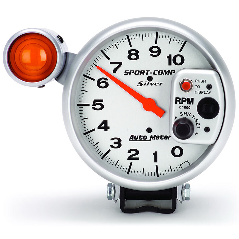 Auto Meter, Silver 5" Tach., ShiftLite, 10,000