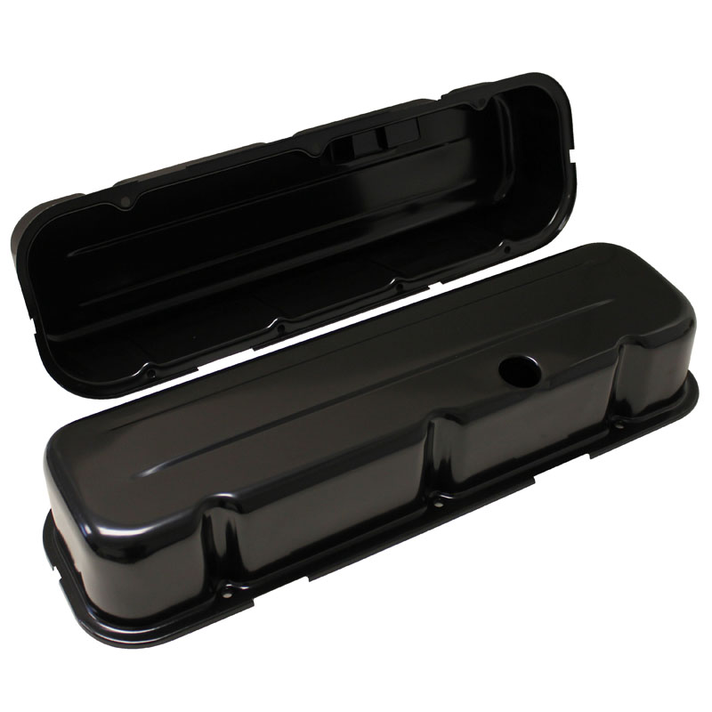 Power Products Satin Black Steel Valve Covers, Chev BB, Tall, w