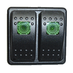 Fastronix, Rocker Switch Panel, Dual, Green