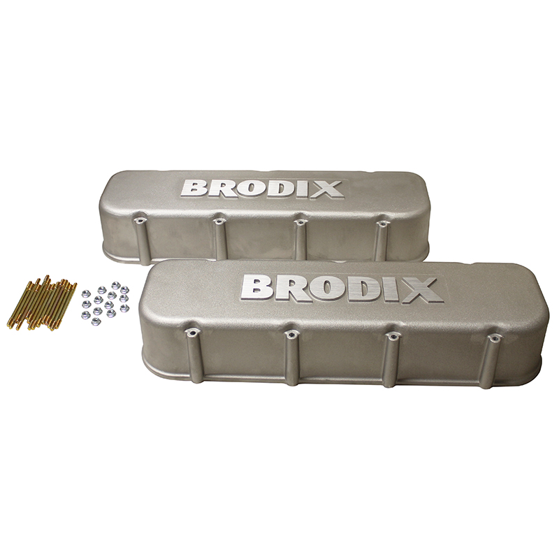 Brodix, Cast Aluminum Valve Covers, Chev BB, Tall w/ Logo Competition