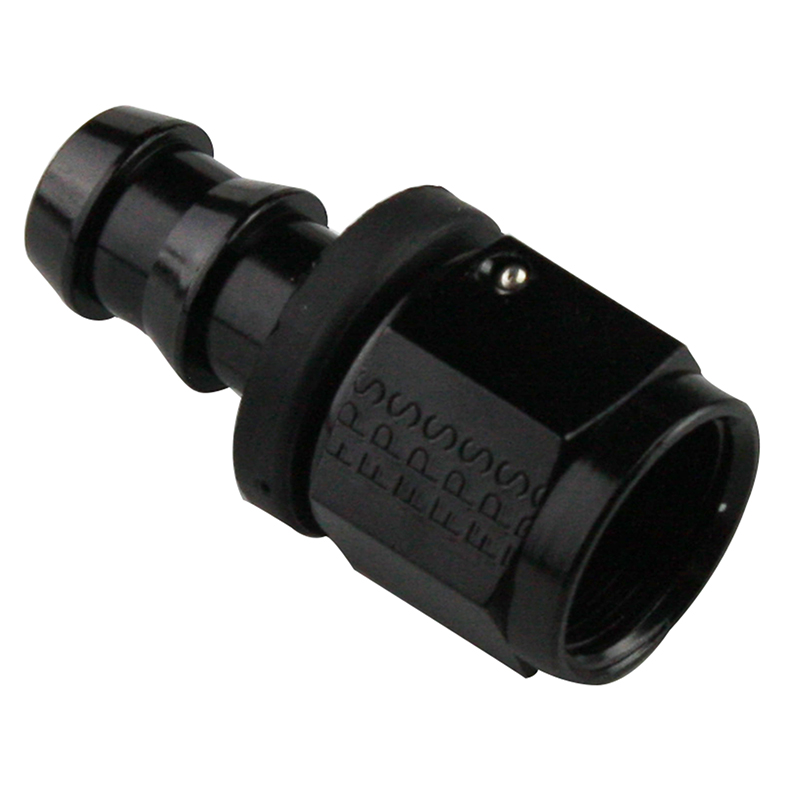 Fragola Push Lok Straight Hose End, Socketless, 8 AN, Black