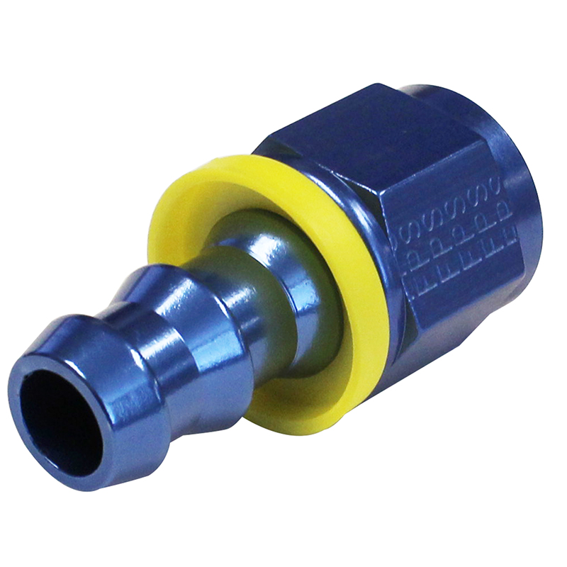 Fragola Push Lok Straight Hose End, Socketless, 8 AN, Blue