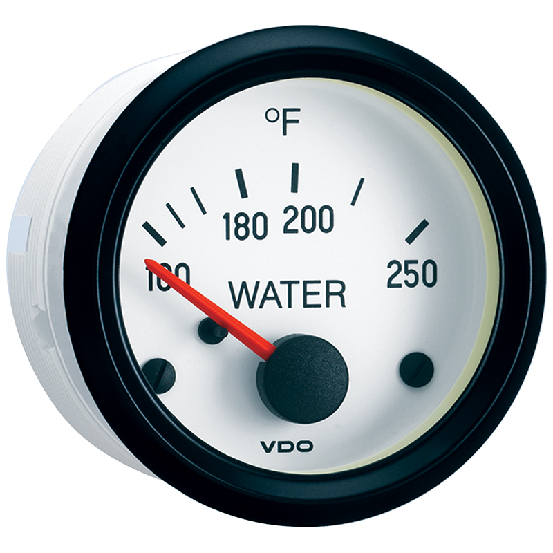 VDO, Cockpit White 21/16" Gauge, Water Temperature, 100250°, Electric