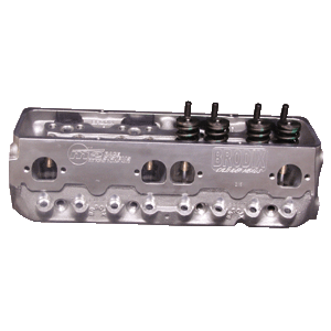 Brodix Track 1 CNC Ported Aluminum Chev SB Heads, Angled Plug, Assembled, Pair