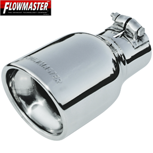 Flowmaster Stainless Exhaust Tip, Rolled Edge Angle Cut Single Round, Universal, 2.50