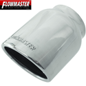 Flowmaster Stainless Exhaust Tip, Rolled Edge Angle Cut Single Round, Universal, 3.00