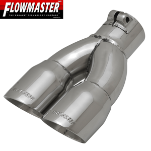 Flowmaster Stainless Exhaust Tip, Angle Cut Dual Round, Left, 2.50