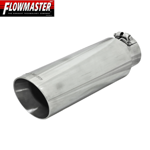Flowmaster Stainless Exhaust Tip, Angle Cut Single Round, Universal, 3.00