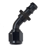 Fragola Push Lock 45 Elbow, Socketless, -6 AN, Black