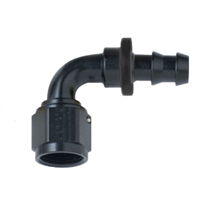 Fragola Push Lock 90 Elbow, Socketless, -8 AN, Black