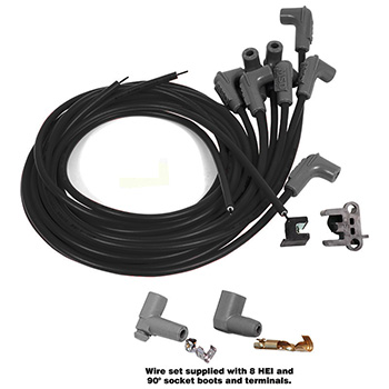 MSD Ignition, 8.5mm Super Conductor Wire Set, Universal 8 Cyl. 90 Degree Boot, Black
