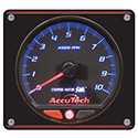 Longacre, AccuTech Stepper Motor Memory Tach with 2 Stage RPM Warning Light, with Aluminum Panel, 4-1/2