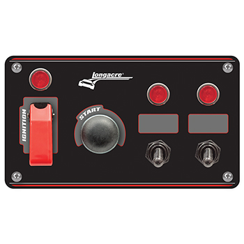 Longacre, Start/Ignition Switch Panel w/ 2 Accessory Switches, 12 Volt, 40 Amp