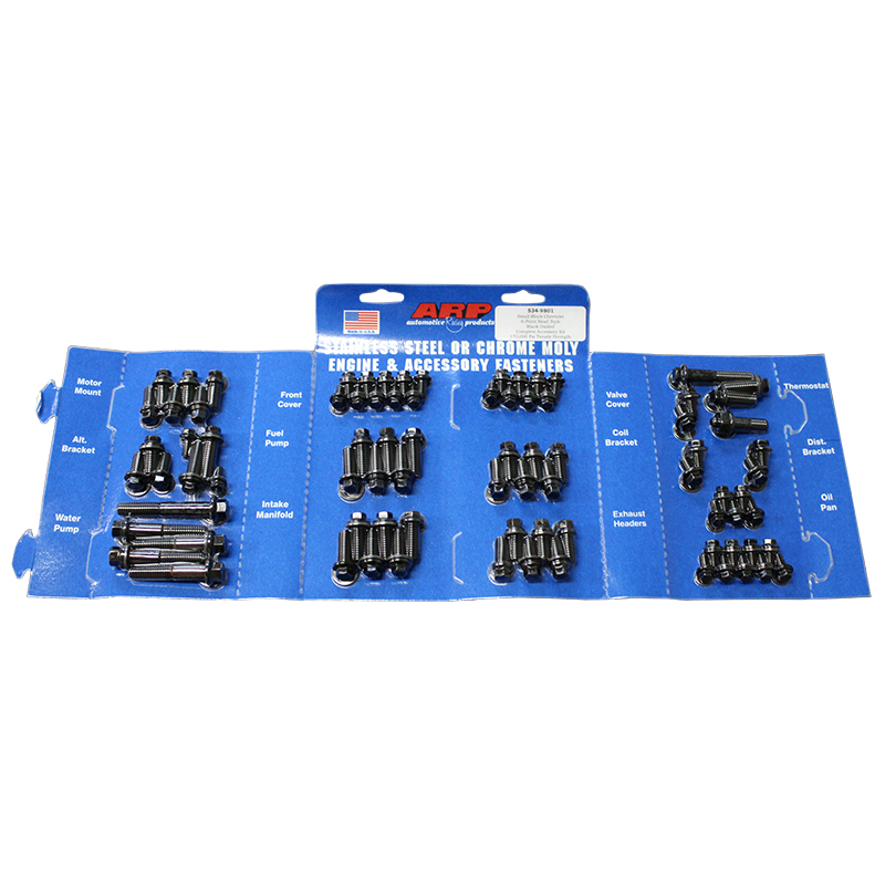 ARP, Engine & Accessory Fastener Kit, Chev SB, Hex Head, Black Oxide