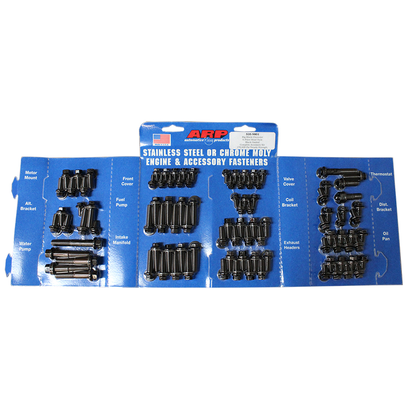 ARP, Engine & Accessory Fastener Kit, Chev BB, Hex Head, Black Oxide
