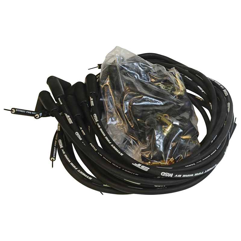 MSD Ignition, Street Fire Wire Set, Universal 8 cyl., 90 Degree Boot, Black