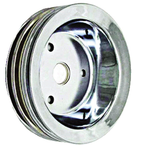 Power Products, Chrome Steel Crankshaft Pulley, Chevrolet Small Block, Short WP, Double Groove