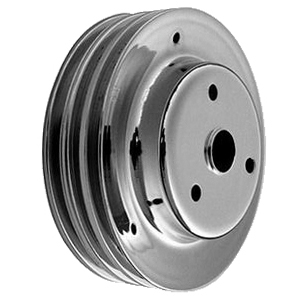 Power Products, Chrome Steel Crankshafr Pulley, Chevrolet Small Block, Long WP, Triple Groove