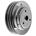 Power Products, Chrome Steel Crankshafr Pulley, Chevrolet Small Block, Long WP, Triple Groove