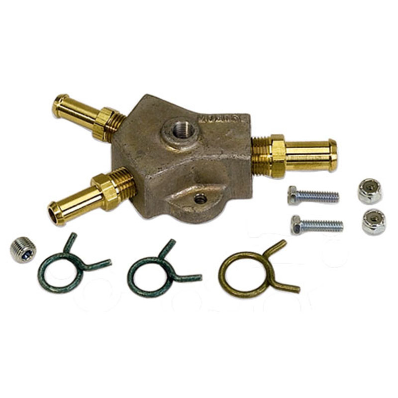 Moroso, Aluminum Fuel Block, Y-Block Kit, 1/2 Inlet, 3/8 Outlet, Sold as Kit