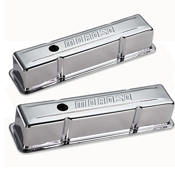 Moroso, Chrome Steel Valve Covers, Chev SB, Tall w/Baffles