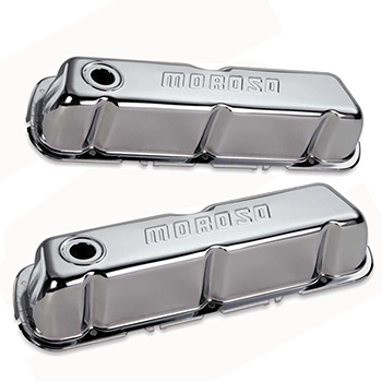 Moroso, Chrome Steel Valve Covers, Ford SB, Tall w/Baffles