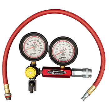 Longacre, Dial Type Leakdown Tester, w/ 14mm spark plug adaptor, Dual Gauge