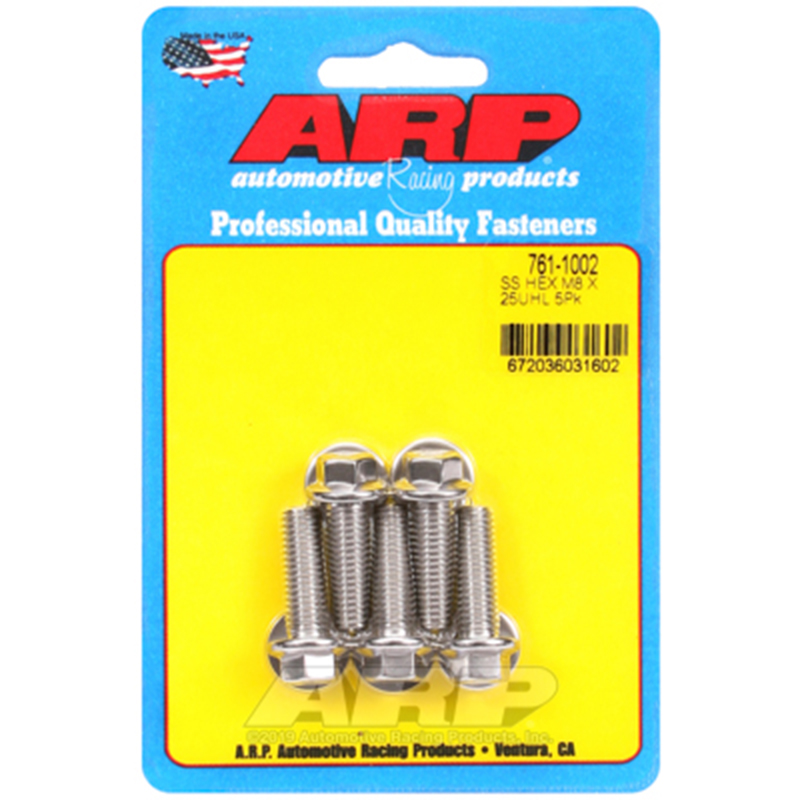 ARP, Bulk Fasteners, Stainless Steel Hex Head, M8 x 1.25, 25mm UHL, Sold as Set