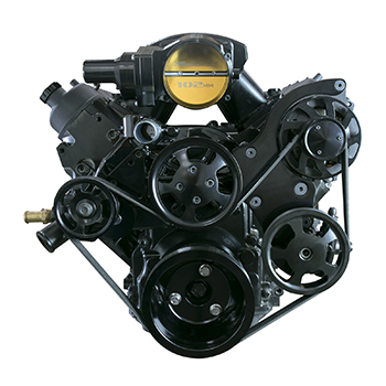 Top Street Performance, LS Serpentine Front Drive Systems, Chevrolet LS, Aluminum, Black, Sold as Kit
