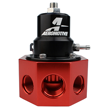 Aeromotive, A2000 Carbureted Bypass Fuel Pressure Regulator, 2-20 PSI, Red/Black, Sold as Each