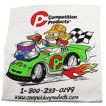 Competition Products, T-Shirt, Heavy Weight 6.1oz., White, Circle Track, Small