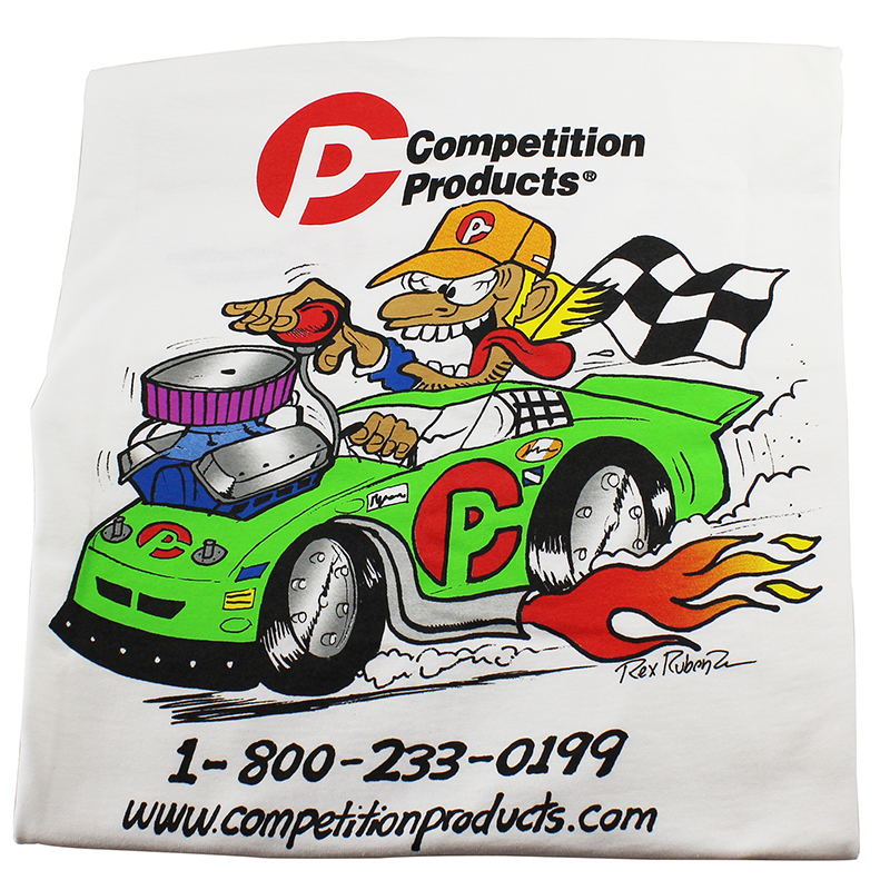 Competition Products, T-Shirt, Heavy Weight 6.1oz., White, Circle Track, Small