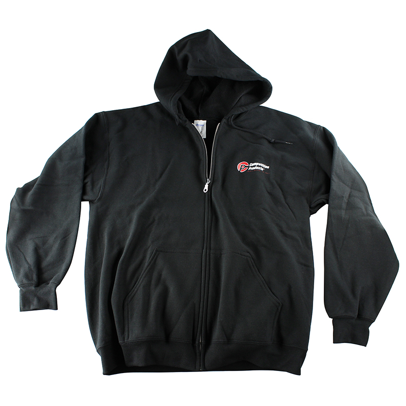 Competition Products, Zip-Up Hooded Sweathshirt, Black, Medium