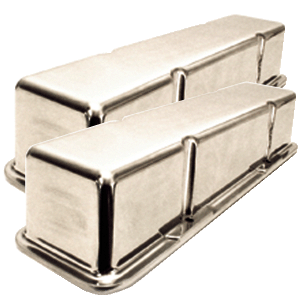 Power Products Polished Aluminum Valve Covers, Chev SB, Short w/Breather Holes