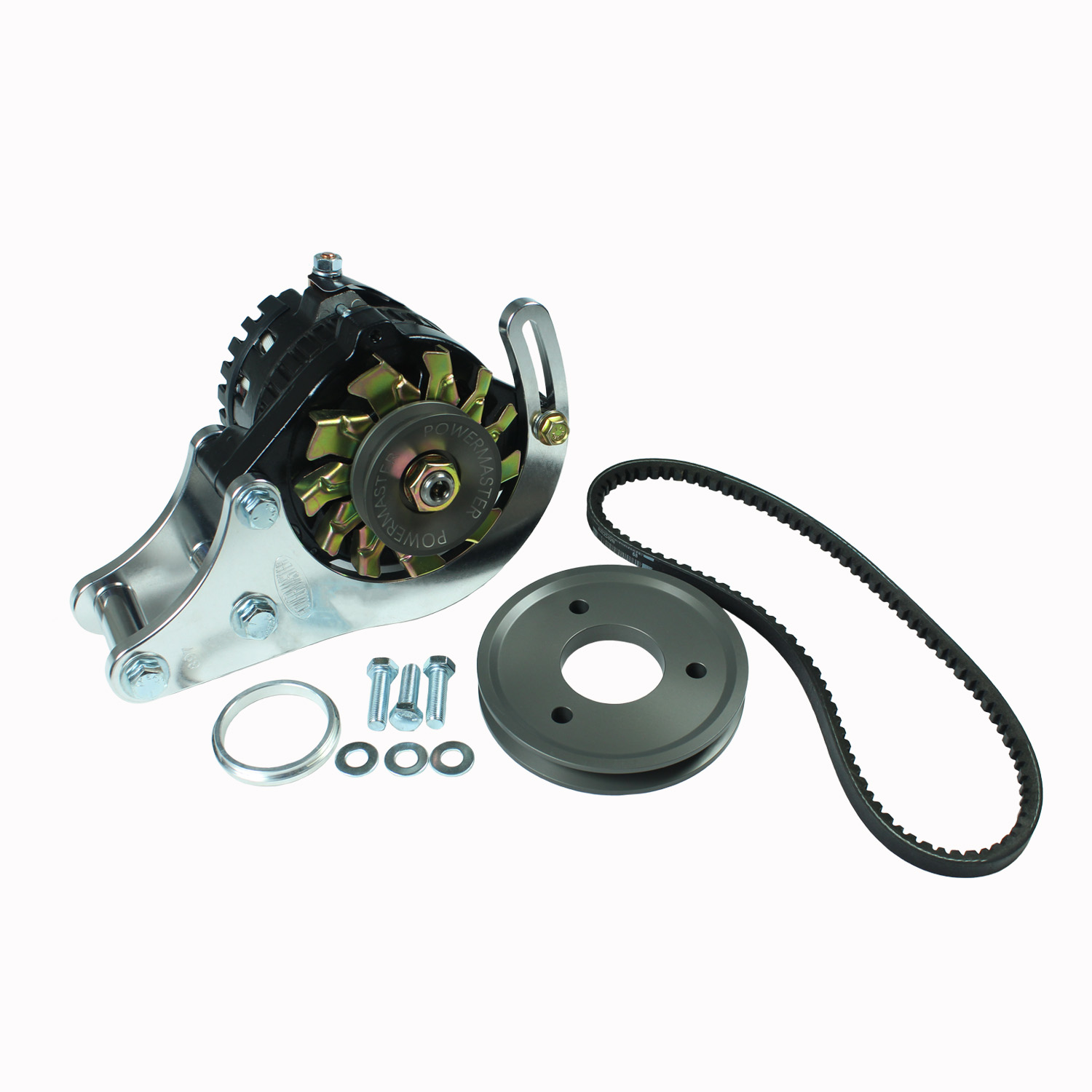 PowerMaster, Pro Series Racing Alternator Kit, Chev BB, Low Mount, 100 Amp, CS121 Case