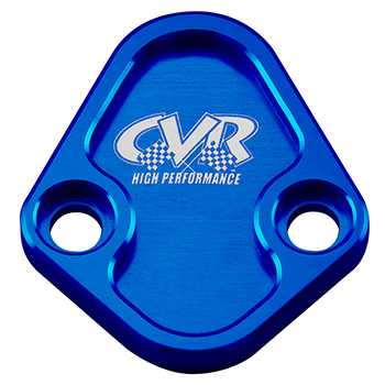 CVR, Fuel Pump Block Off, Chevrolet Big Block/Chrysler V8/Ford V8, Blue, Aluminum, Sold as Each
