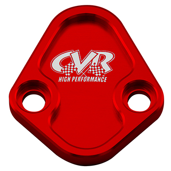 CVR, Fuel Pump Block Off, Chevrolet Big Block/Chrysler V8/Ford V8, Red, Aluminum, Sold as Each