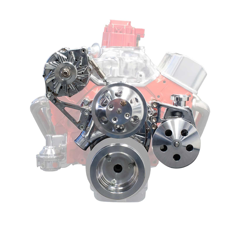 Top Street Performance, V-Belt Front Drive Systems, Aluminum, Chevrolet Small Block, Chrome