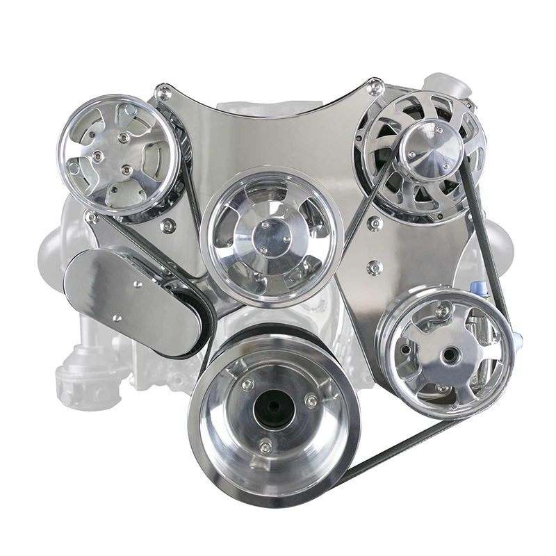Top Street Performance, Serpentine Front Drive Systems w/ Integral P/S Reservoir, Chevrolet Small Block, Polished