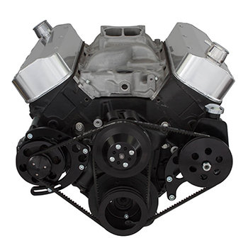 Top Street Performance, V-Belt Front Drive Systems, Aluminum, Chevrolet Big Block, Long Water Pump, Black