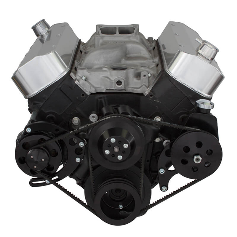 Top Street Performance, V-Belt Front Drive Systems, Aluminum, Chevrolet Big Block, Long Water Pump, Black