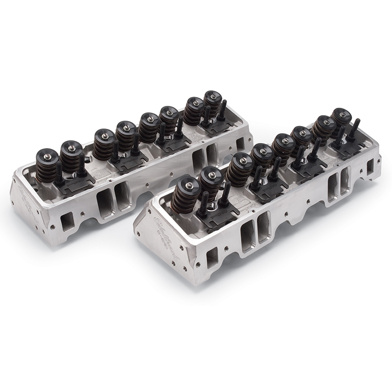 Edelbrock, E210 Aluminum Chev SB Heads, 210/64cc, Assembled, Pair