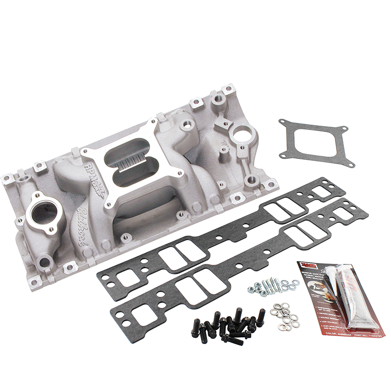 Edelbrock, RPM Air Gap Intake Manifold Kit, Chev SB Vortec 96 & Later, Natural Finish, 1500-6500 RPM