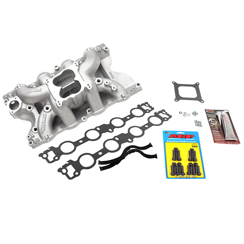 Edelbrock, RPM Air Gap Intake Manifold Kit, Ford 429-460, Natural Finish, 1500-6500 RPM