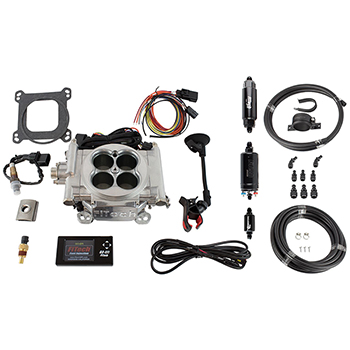 FiTech, Go EFI 4 Self-Tuning Fuel Injection System Master Kit w/ Inline Fuel Pump, Up to 600 HP , Tumble Polished