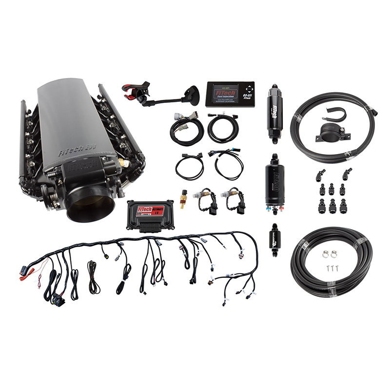 FiTech, Ultimate LS Induction System, LS1/2/6, Up to 750HP, Tall, w/ Trans. Control, w/ Inline Fuel Pump Kit