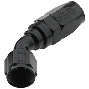 Fragola Pro-Flow 45 Degree Swivel Hose End, -8 AN, Black