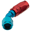 Fragola Pro-Flow 45 Degree Swivel Hose End, -16 AN, Red/Blue
