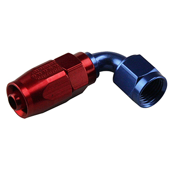 Fragola Pro-Flow 90 Degree Swivel Hose End, -6 AN, Red/Blue