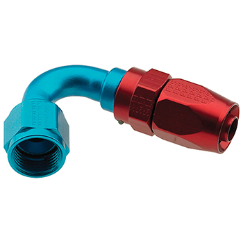 Fragola Pro-Flow 120 Degree Swivel Hose End, -12 AN, Red/Blue